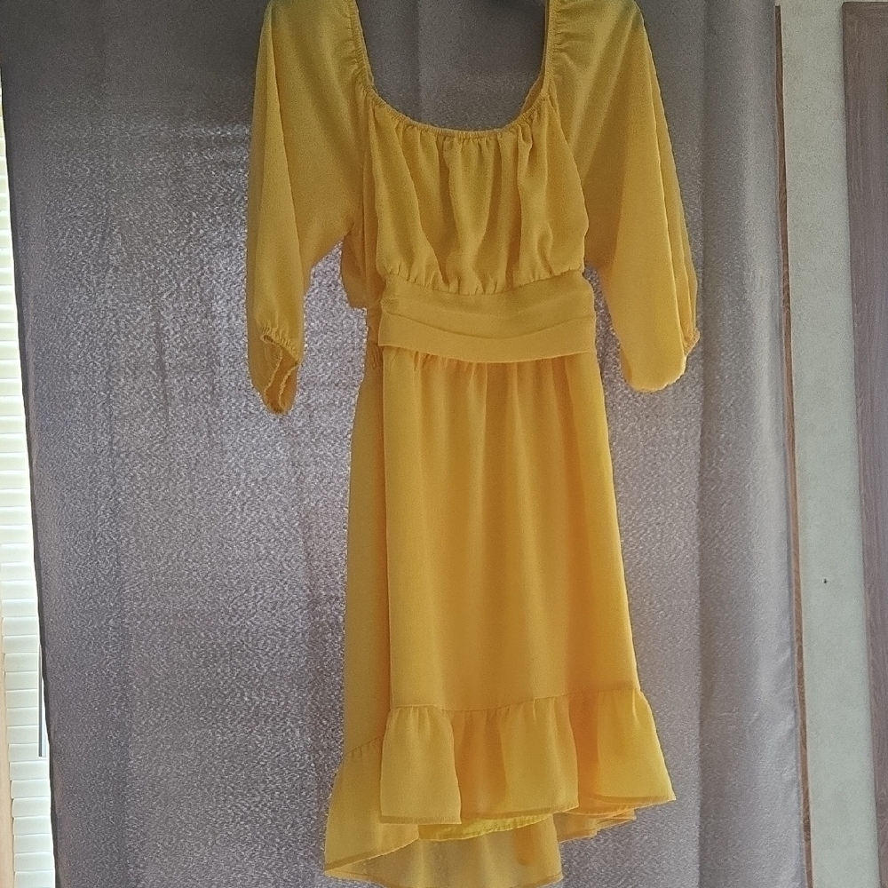 Amazon Yellow Asymmetrical Ruffled Sundress